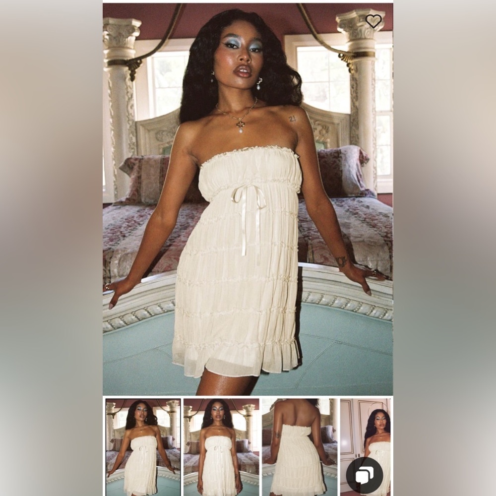 Princess Polly opalette strapless mini cream dress nwt 4 6